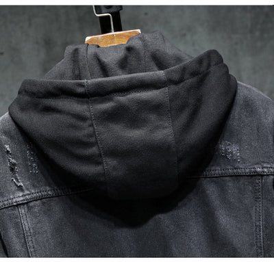 Chaqueta de Mezclilla Hombre Suelta Acolchada con Forro Desmontable - Image 9