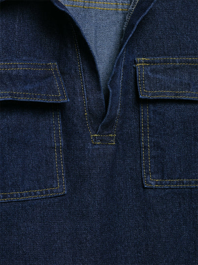 Conjunto Denim Vintage Azul Suelto - Camisa Manga Larga y Pantalón - Image 10