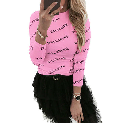 Camiseta Base Ajustada Estampada de Manga Larga para Mujer - Image 5