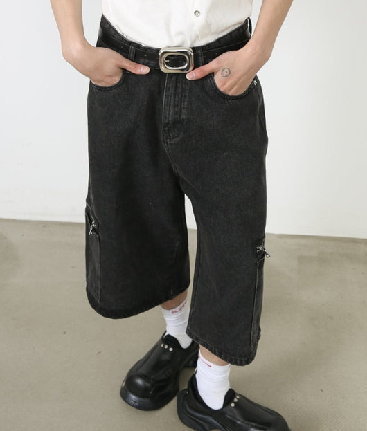 Shorts Cargo Denim Holgados Estilo Hip-hop Urbano - Image 3