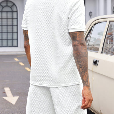 Conjunto Corto de Verano para Hombre con Estampado Jacquard y Cuadros - Image 4