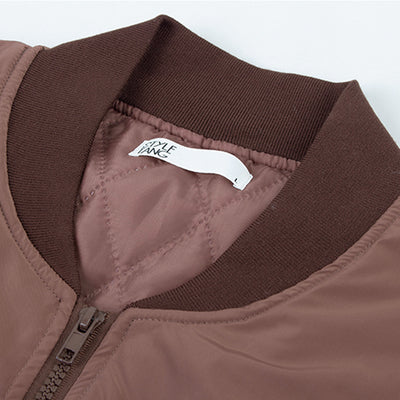 Chaqueta Beisbolera Retro Americana Café para Mujer - Image 4