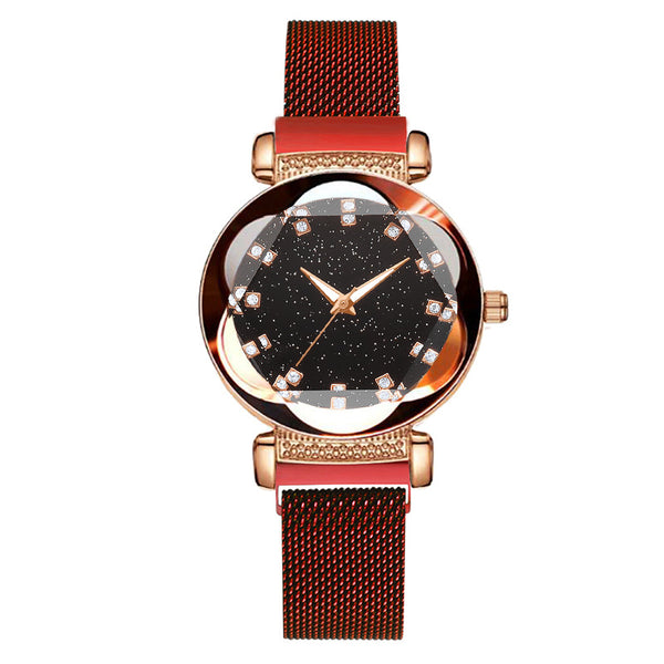 Reloj Magnético Cielo Estrellado con Diamantes - Oro Rosa