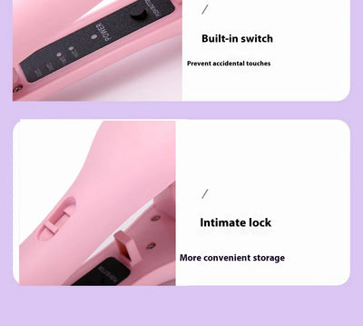 Lavender hair waver with rose gold corrugated plates for creating small curls or waves, shown on a white background. - Image 19