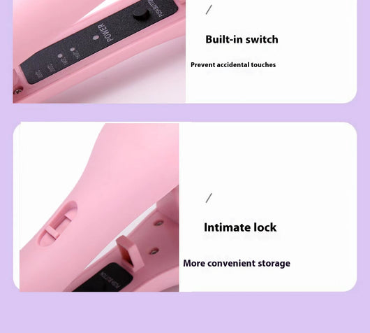 Lavender hair waver with rose gold corrugated plates for creating small curls or waves, shown on a white background. - Image 19