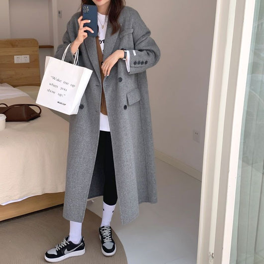 Abrigo de Lana Gris Suelto para Mujer - Versátil y Cómodo - Image 14