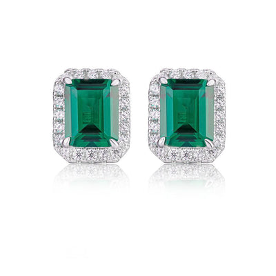 Aretes de Esmeralda 3 Quilates con Diamantes de Alto Carbono para Mujer - Image 4