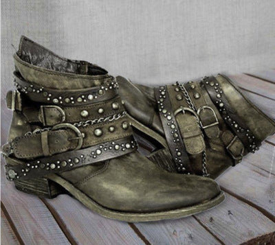 Botas Cortas Estilo Europeo Americano con Remaches Talla Grande - Image 11
