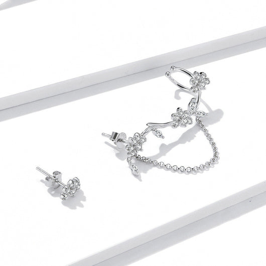 Aretes de Plata Esterlina S925 con Flor de Circonia Cúbica - Image 8