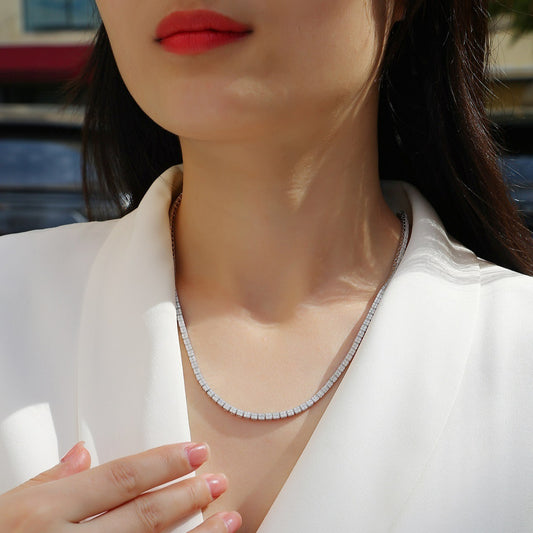 Collar de Clavícula Plata S925 con Moissanita