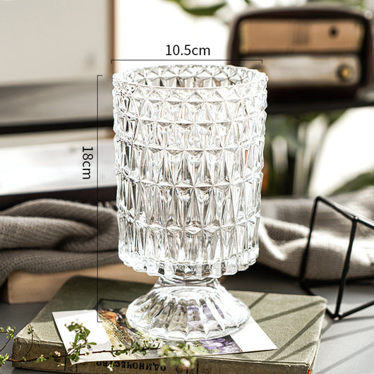 Jarrón de Cristal Transparente Pie Alto Europeo para Flores - Image 3