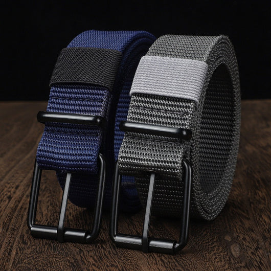 Cinturón Unisex de Lona con Hebilla de Pasador Extensible