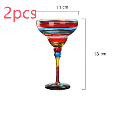 Copa Margarita de Cristal Pintada a Mano - Diseño Triangular Artístico - Image 22