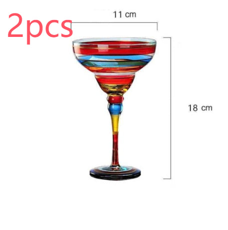 Copa Margarita de Cristal Pintada a Mano - Diseño Triangular Artístico - Image 22