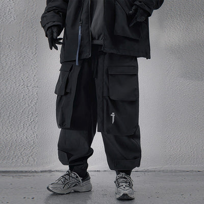 Pantalones Casuales Negros Holgados con Múltiples Bolsillos para Hombre - Image 3