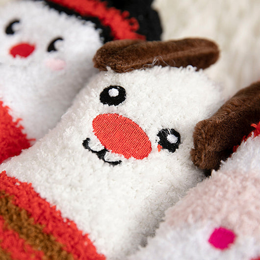 Calcetines Navideños Infantiles de Felpa Coral Antideslizantes con Diseños de Reno, Papá Noel y Muñeco de Nieve - Image 14