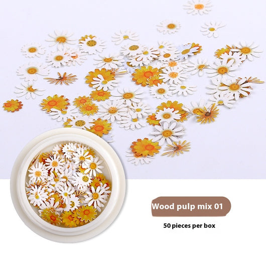 Stickers de Uñas con Flores de Pulpa de Madera - Accesorios DIY para Nail Art - Image 6