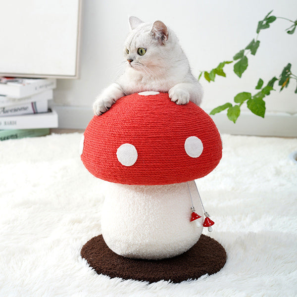 Árbol Rascador para Gatos en Forma de Hongo Rojo