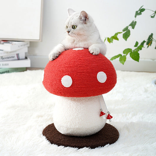 Árbol Rascador para Gatos en Forma de Hongo Rojo