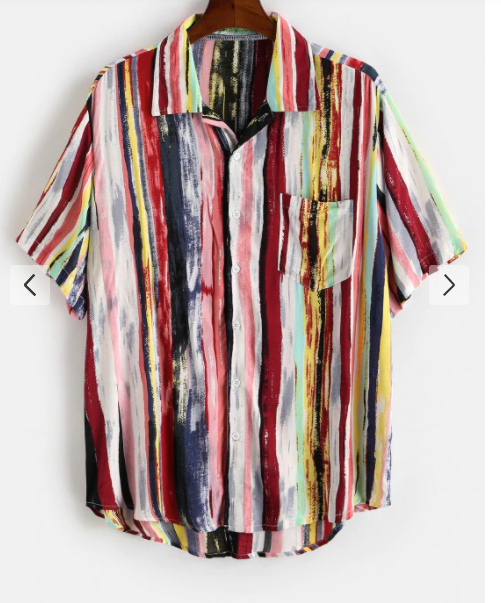 Camisa Hawaiana de Rayas 100% Algodón para Hombre