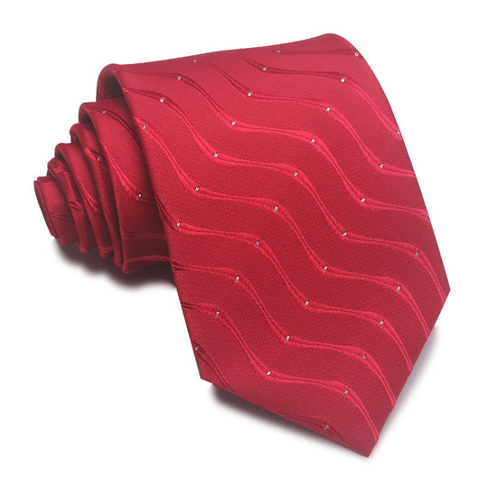 Corbata Jacquard Rayada 8CM para Hombre - Rojo, Negro y Azul - Image 19