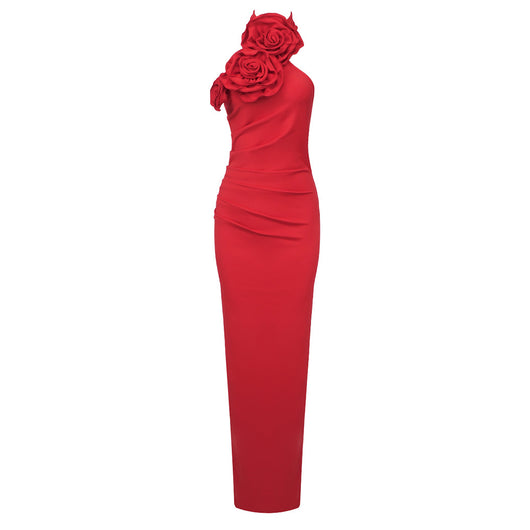 Vestido Largo Blanco con Halter Floral de Diseño Elegante - Image 8