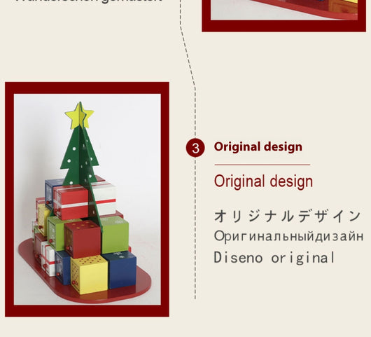 Calendario de Adviento Navideño de Madera con Caja de Dulces y Ornamento - Image 10
