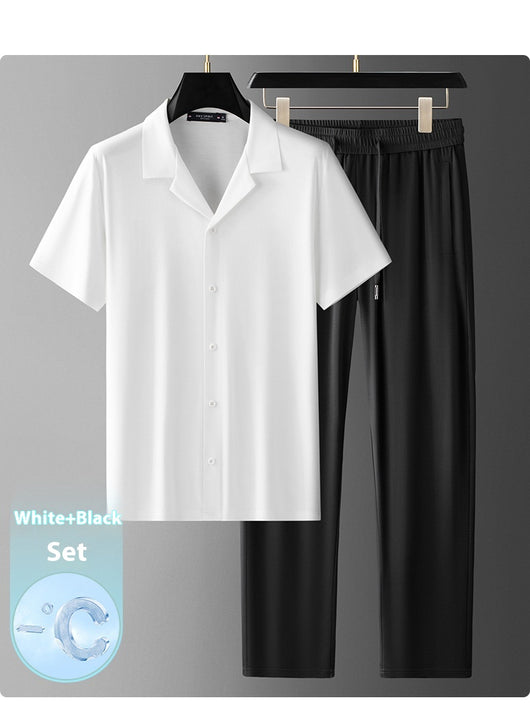 Conjunto Casual de Seda de Hielo para Hombre - Image 18