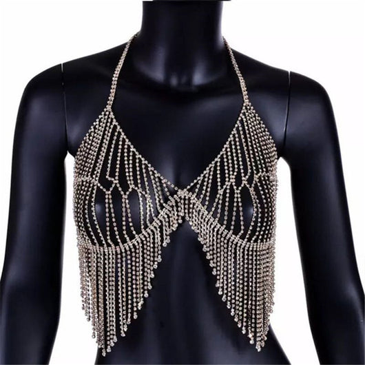 Cadena de Cuerpo Bikini con Diamantes y Flecos - Image 5