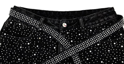 Jeans Retro Lavado con Cintas y Strass Brillantes - Image 5