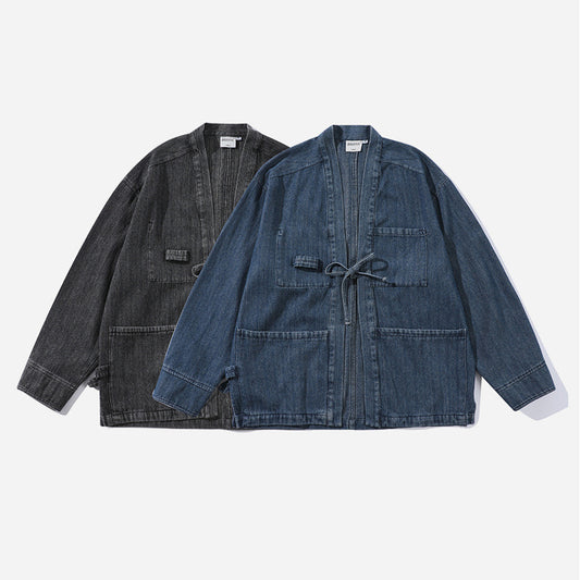 Chaqueta Denim Retro Estilo Chino para Hombre