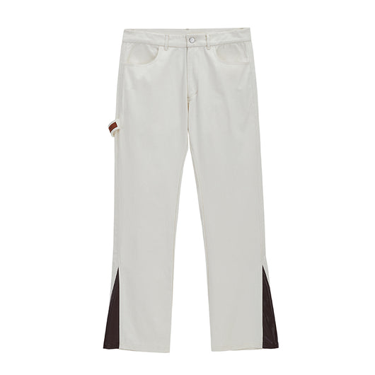 Pantalones Cargo Rectos en Cuero y Tela Twill - Image 11