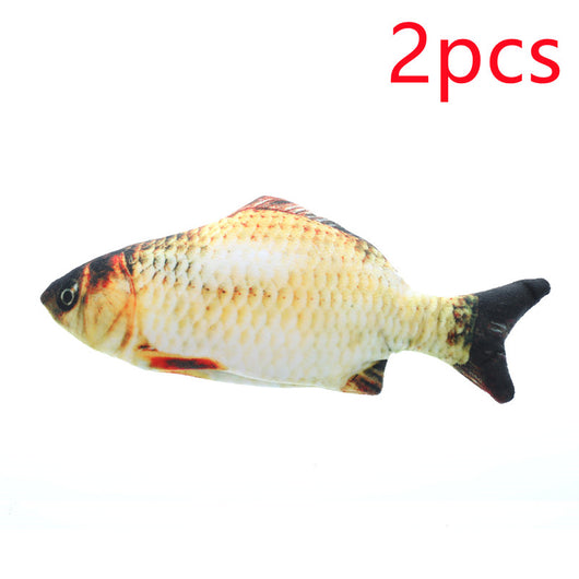 Three plush simulation fish cat toys with realistic blue and black scale patterns and black fins. - Image 12