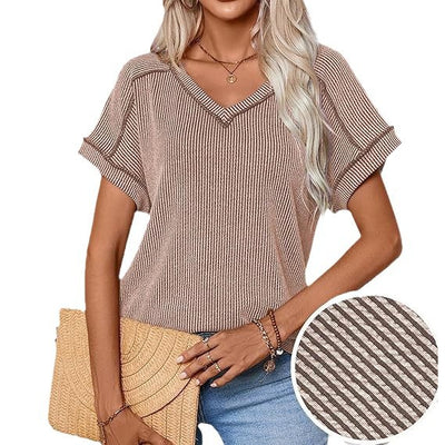 Blusa Deportiva Bicolor con Cuello V y Efecto Twist - Image 5