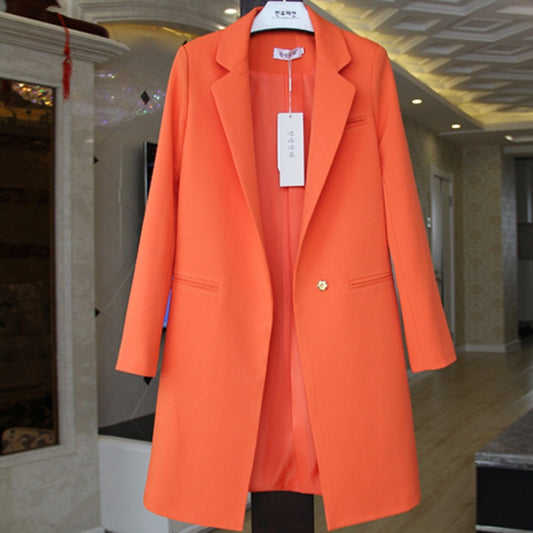 Blazer Largo Primavera Mujer Talla Grande Manga Larga Efecto Adelgazante