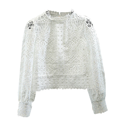 Blusa de Encaje Calado Manga Larga - Image 5