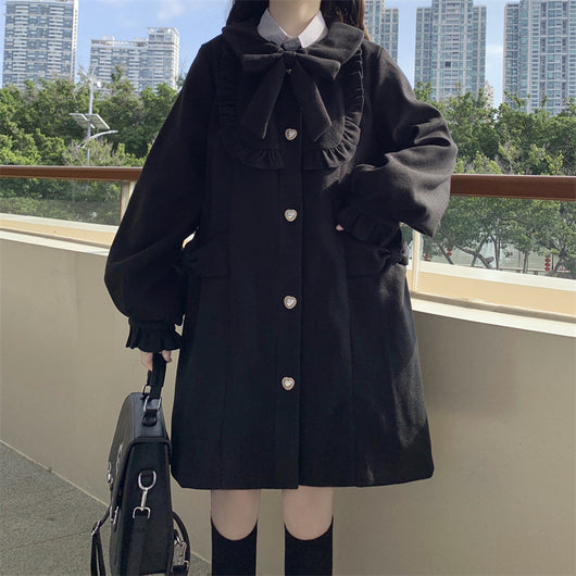 Abrigo de Lana con Cuello Estilo Muñeca Japonesa para Mujer - Image 3
