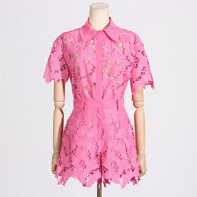 Conjunto de Dos Piezas: Blusa Tipo Solapa y Shorts Casuales para Mujer - Image 22