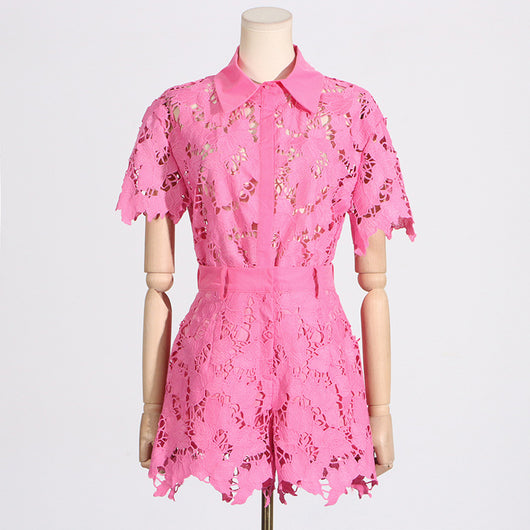 Conjunto de Dos Piezas: Blusa Tipo Solapa y Shorts Casuales para Mujer - Image 22