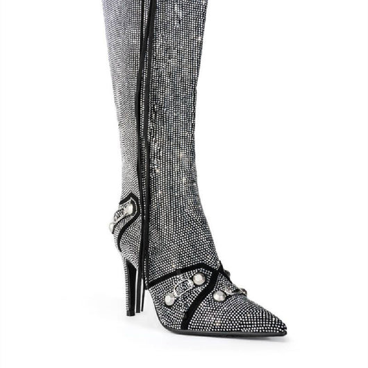 Botas Oversized con Hebilla de Aguja y Cristales Brillantes - Image 4