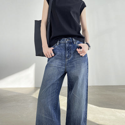Jeans Azul Claro Cintura Alta Pierna Ancha Mujer Corte Recto - Image 4