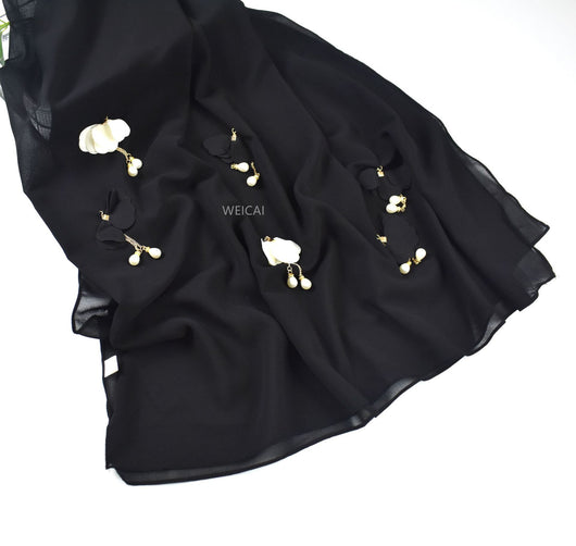 Pañuelo Hijab Floral de Gasa Perlada Premium - Image 12