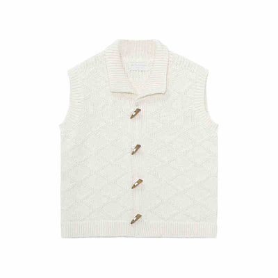 Chaleco Cardigan Tejido de Algodón con Textura Diamante - Image 7
