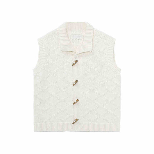 Chaleco Cardigan Tejido de Algodón con Textura Diamante - Image 7