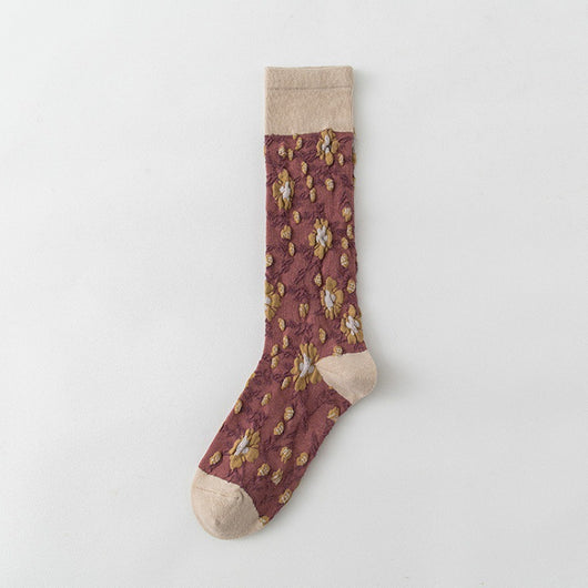 Calcetines de Algodón Puro para Mujer con Diseño Floral - Image 4