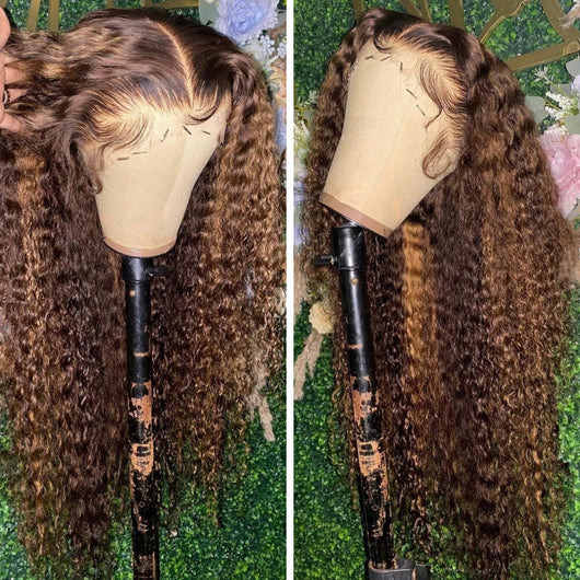Peluca Rizada con Encaje Frontal y Efecto Piano Multicolor - Image 3