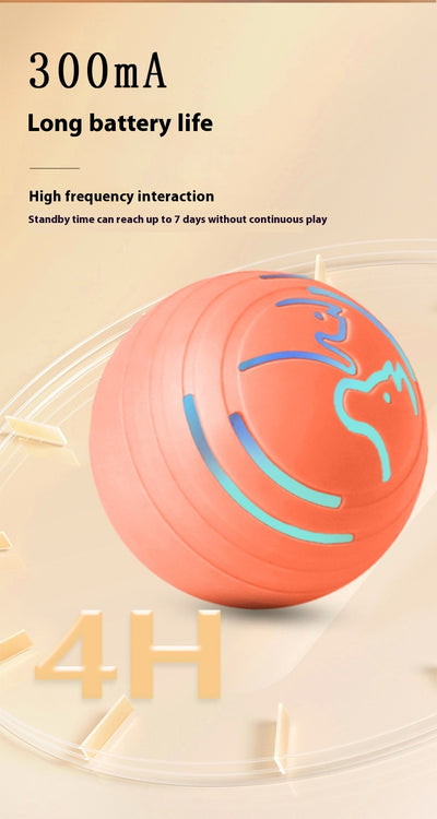 Orange intelligent electric vibration ball pet toy with light blue dog and cat silhouettes, designed for dogs and cats. - Image 14