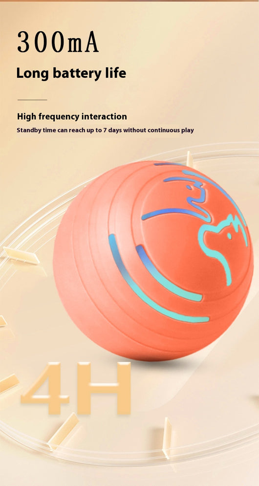 Orange intelligent electric vibration ball pet toy with light blue dog and cat silhouettes, designed for dogs and cats. - Image 14