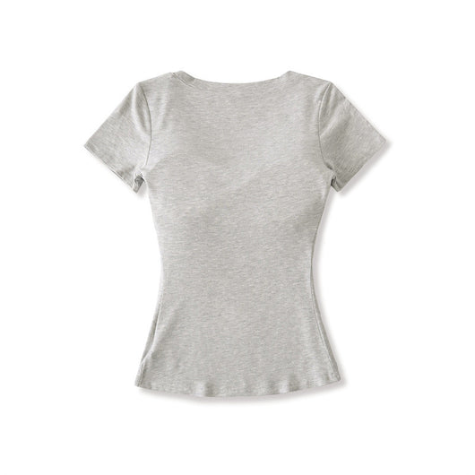Playera Ajustada Cuello U Manga Corta para Mujer - Image 22