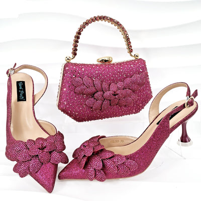 Juego de Zapatos y Bolso para Fiesta Mujer - Tacón Decorativo Hoja Artesanal - Image 26